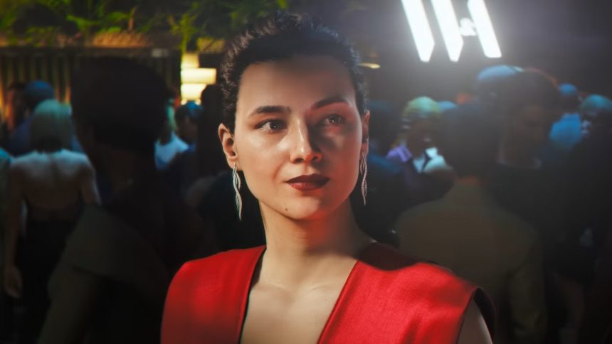 007 first light woman in a red dress