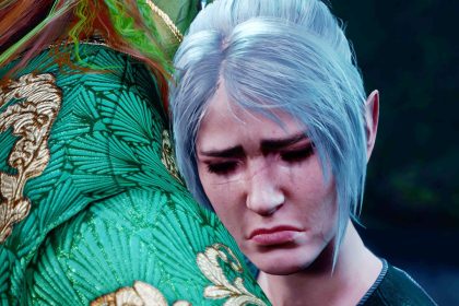 Baldurs gate 3 shadowheart traurig an Schulter Titel