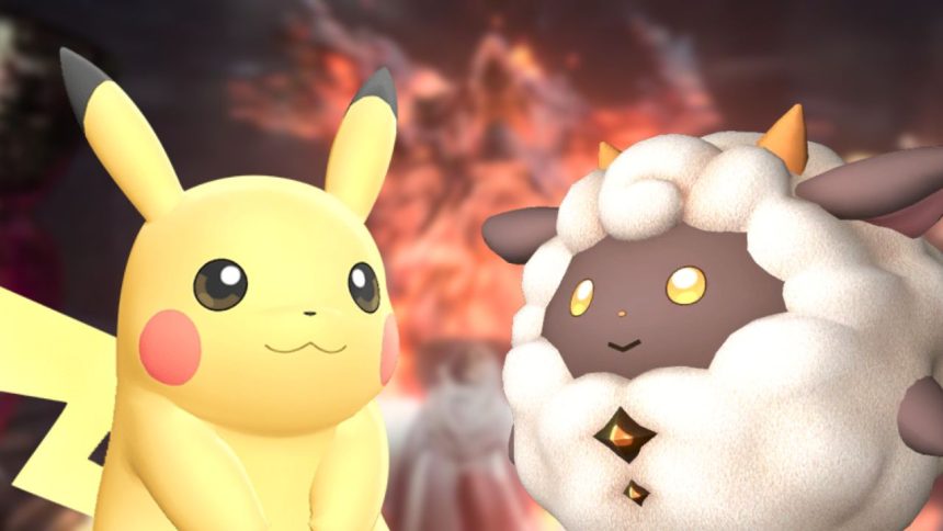 Palworld Monster und Pikachu vor Dark SOuls 3 Mod