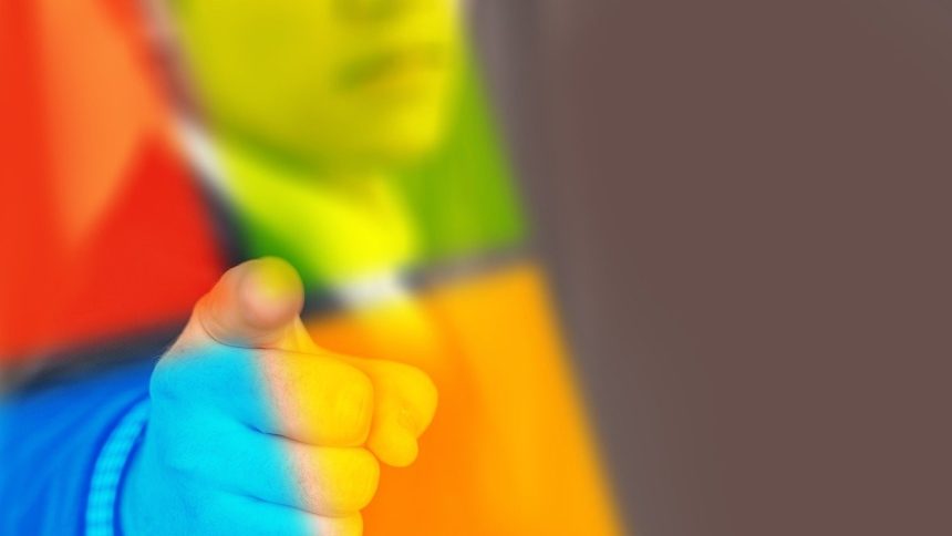 Windows Logo mit Hand