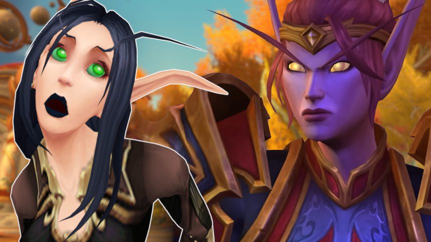 WoW Blood Elf Goth looking at lady liadrin in shock titel title 1280x720 1