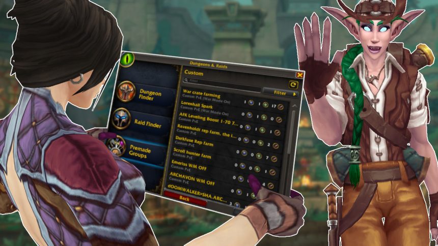 WoW Woman Holding Group Finder Night Elf Wave titel title 1280x720 1